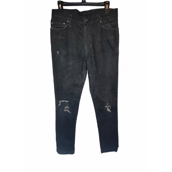 Levis Super Skinny 510 Mens Ripped Denim Jeans 34x32 99% Cotton Dark Wash - Picture 1 of 16
